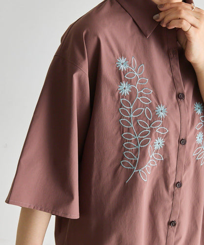 UV防護 吸水速幹 冰感 花卉刺繡 短袖襯衫 SUM1 STYLE