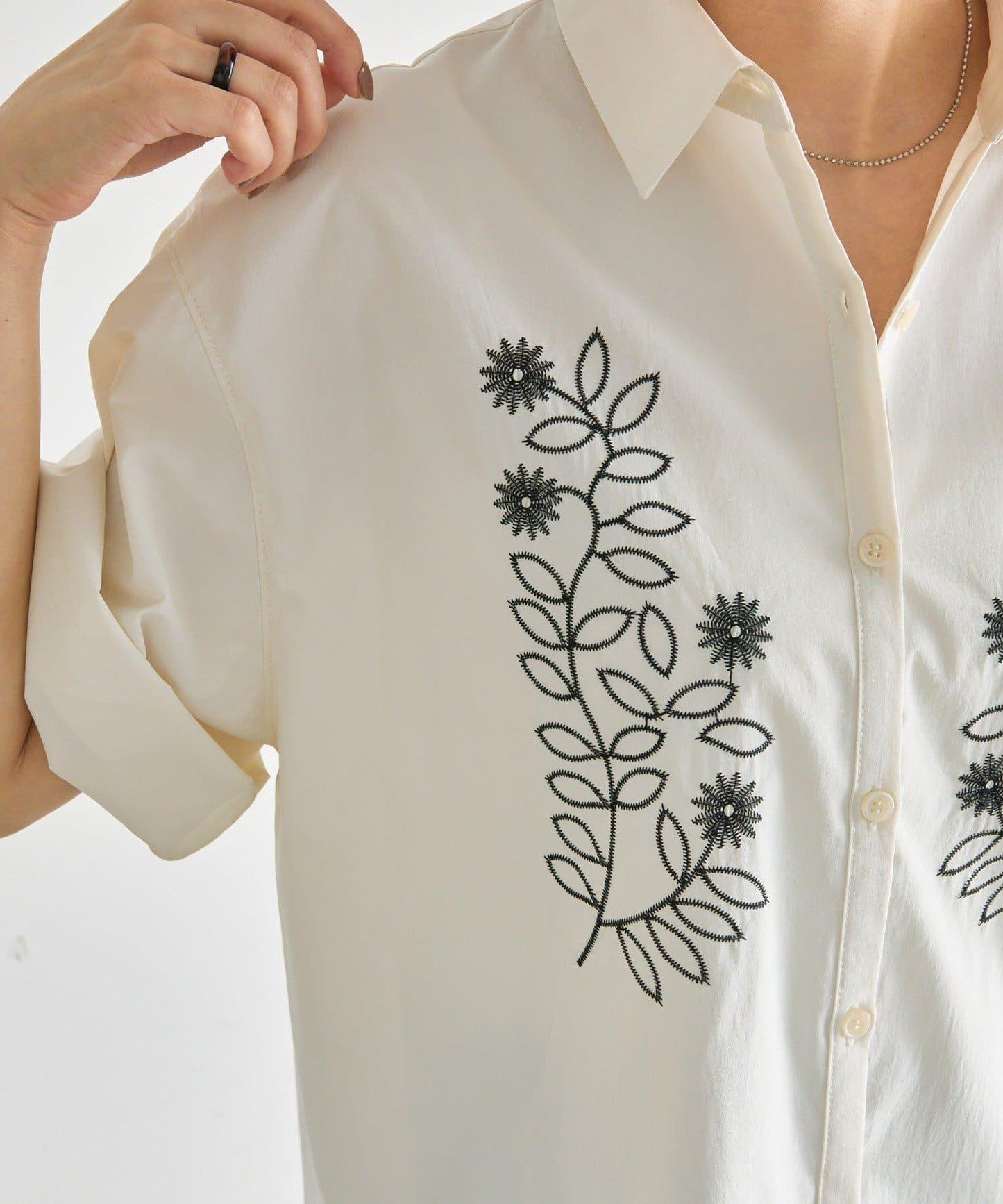 UV防護 吸水速幹 冰感 花卉刺繡 短袖襯衫 SUM1 STYLE