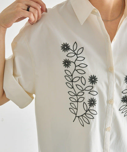 UV防護 吸水速幹 冰感 花卉刺繡 短袖襯衫 SUM1 STYLE