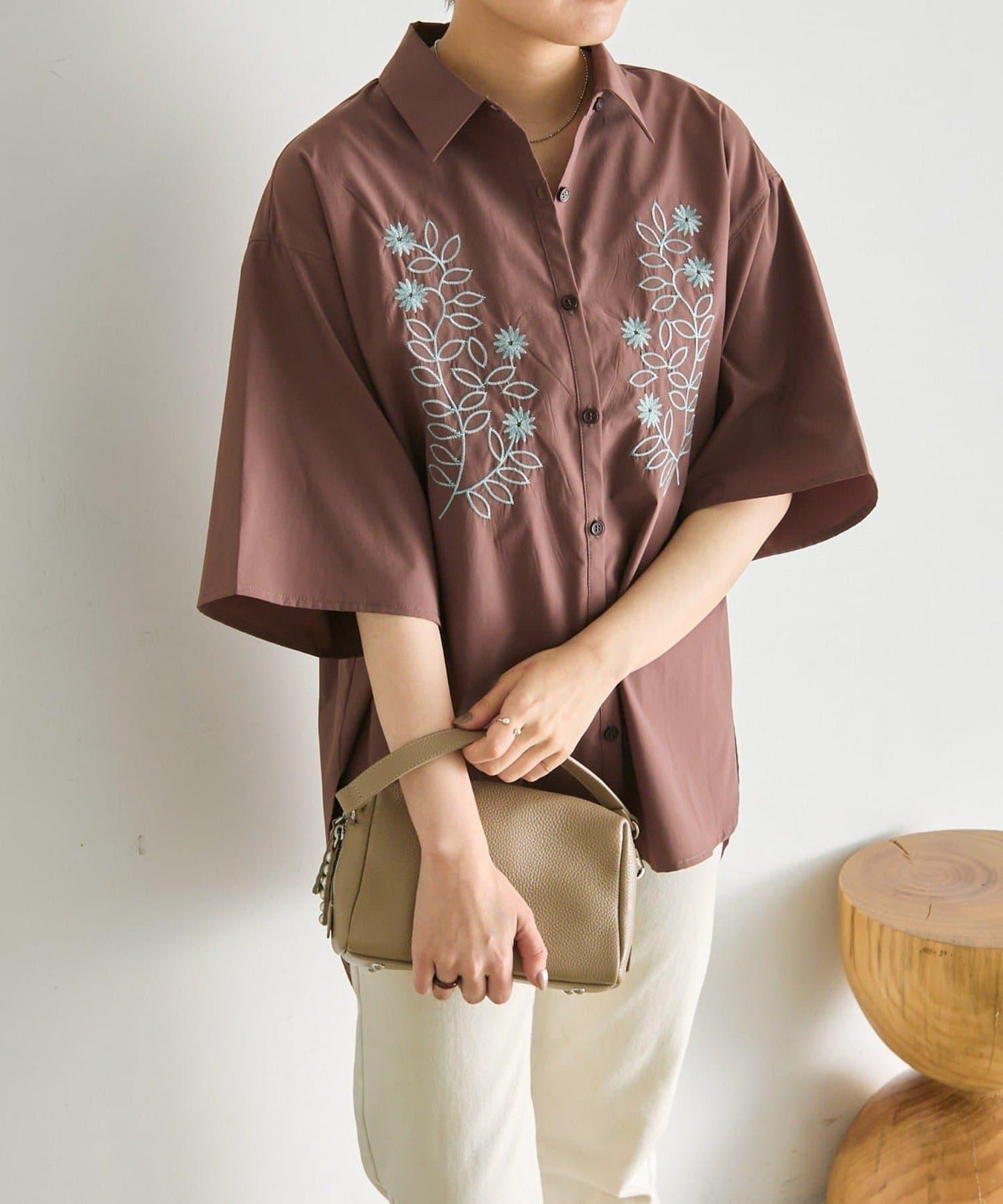 UV防護 吸水速幹 冰感 花卉刺繡 短袖襯衫 SUM1 STYLE