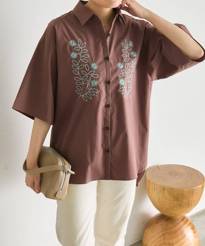 UV防護 吸水速幹 冰感 花卉刺繡 短袖襯衫 SUM1 STYLE
