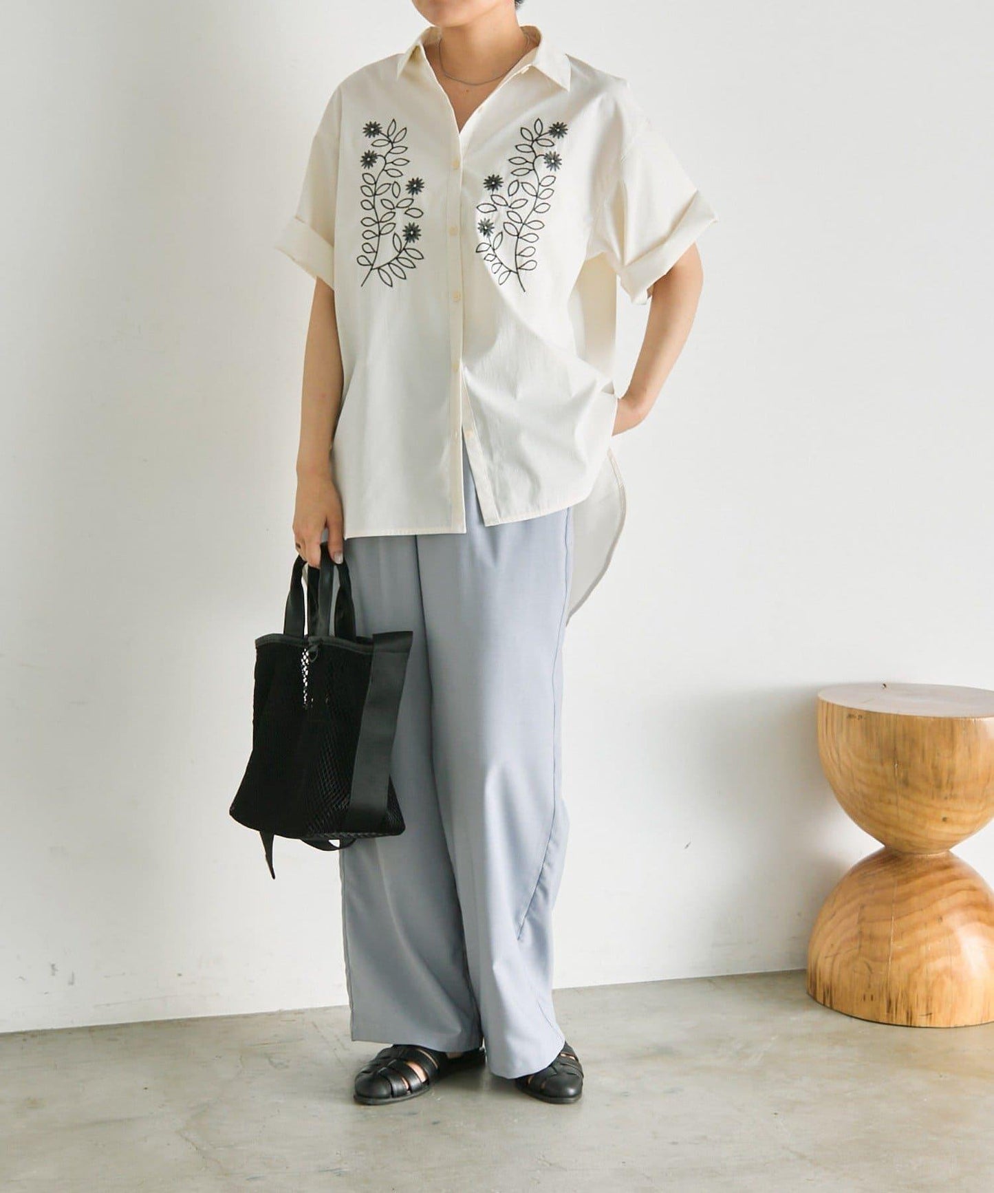 UV防護 吸水速幹 冰感 花卉刺繡 短袖襯衫 SUM1 STYLE