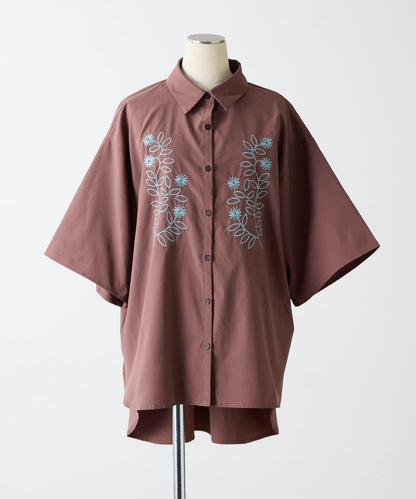 UV防護 吸水速幹 冰感 花卉刺繡 短袖襯衫 SUM1 STYLE