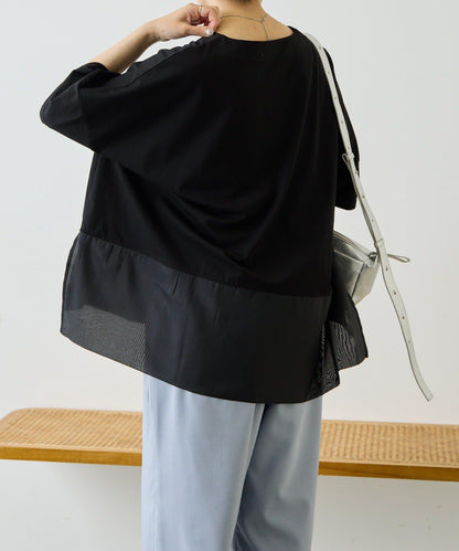 輕透遮體型休閒 下襬透紗 T恤 26 SUM1 STYLE(スミスタイル)