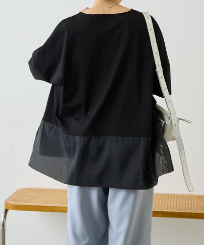 輕透遮體型休閒 下襬透紗 T恤 26 SUM1 STYLE(スミスタイル)