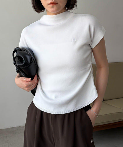 接觸涼感 半高領 法式袖 針織上衣