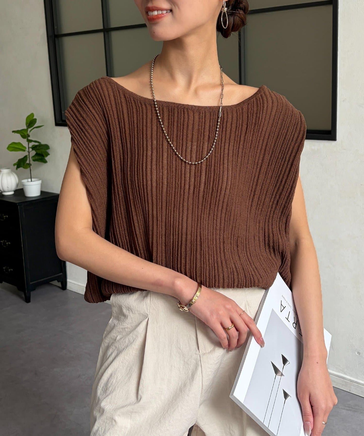 蝙蝠袖 褶皺 針織套頭衫