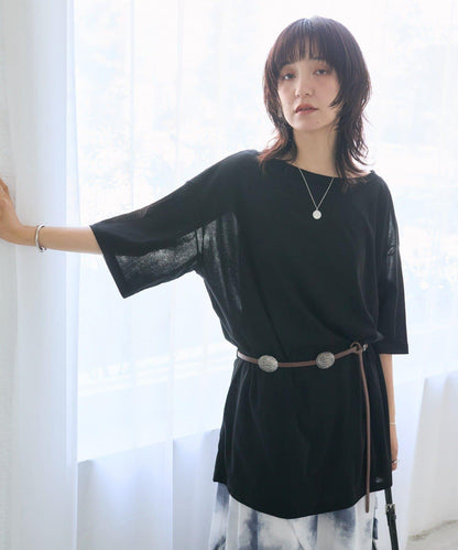 A・MONN 吸水速幹接觸涼感 開口領 長款Tee / 6月下旬發貨預計