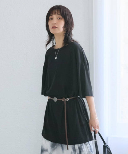A・MONN 吸水速幹接觸涼感 開口領 長款Tee / 6月下旬發貨預計