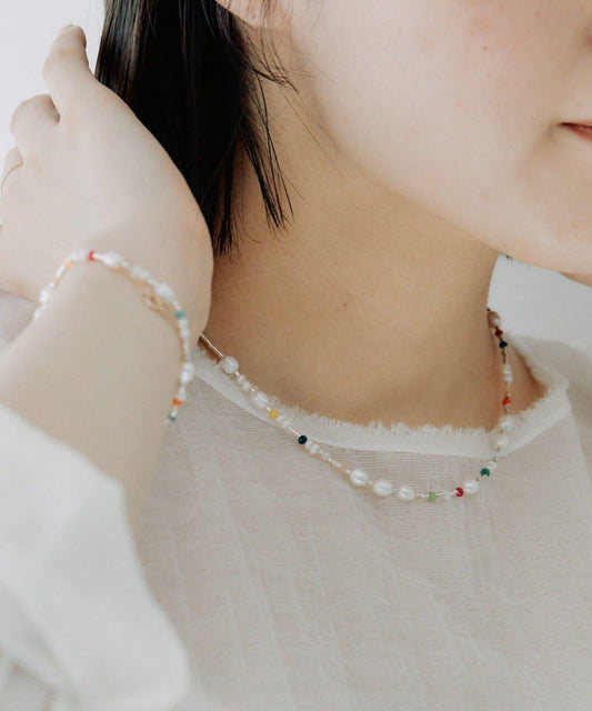 《スターリングシルバー使用》 彩色珍珠 項鍊