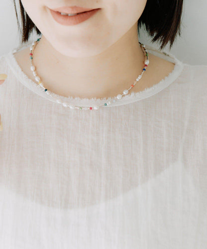 《スターリングシルバー使用》 彩色珍珠 項鍊