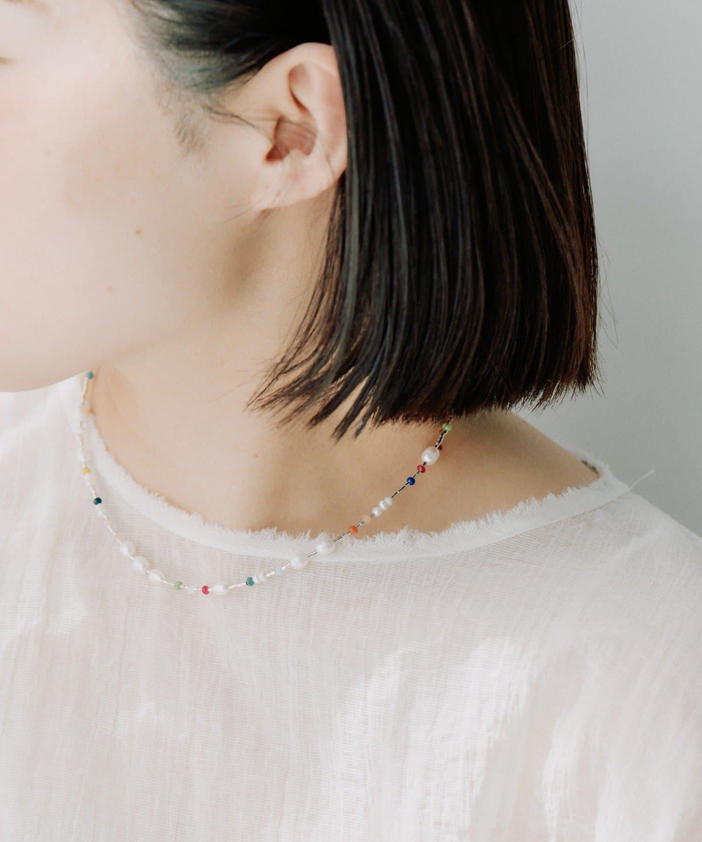 《スターリングシルバー使用》 彩色珍珠 項鍊