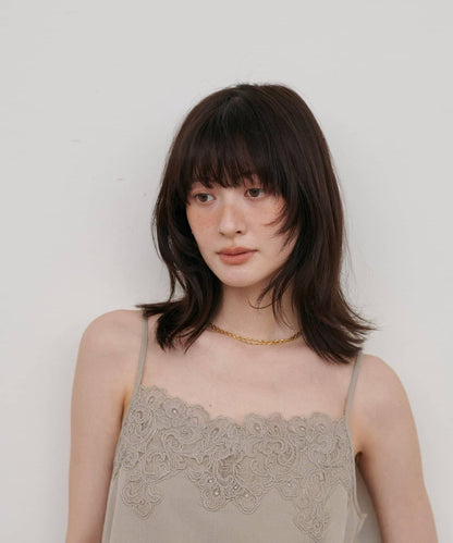 麻觸感 細線蕾絲 吊帶背心
