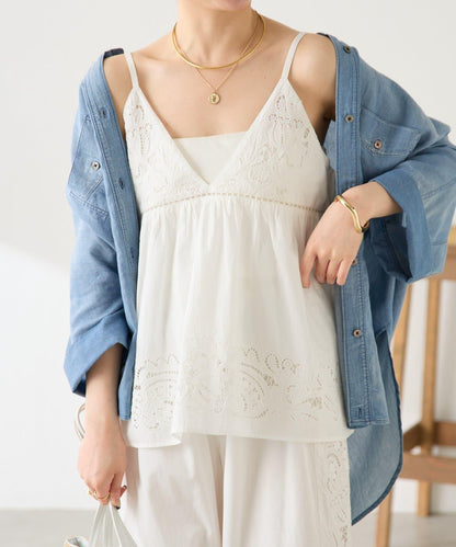 花卉刺繡吊帶背心