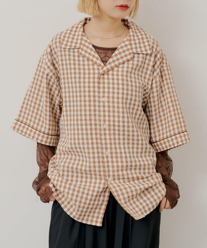 Kastane 格紋印花方巾睡衣襯衫