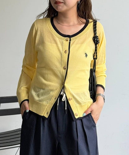 U.S. POLO ASSN. 假兩件透視針織開衫