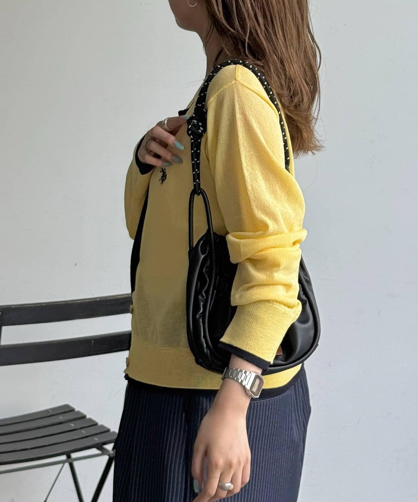 U.S. POLO ASSN. 假兩件透視針織開衫