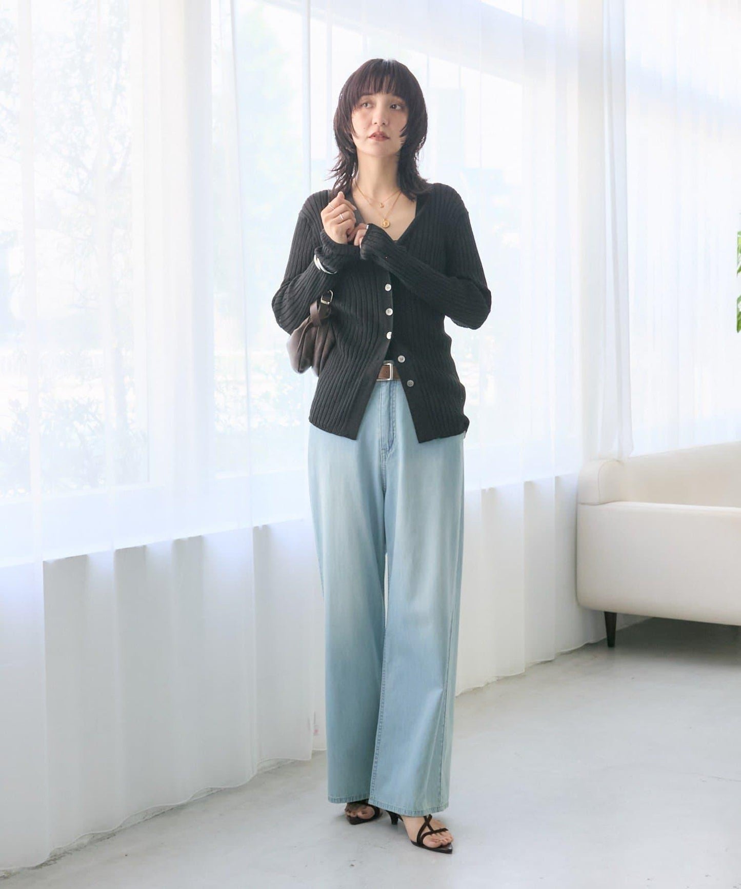 顯瘦效果 麻感棉 透肌羅紋 針織開衫