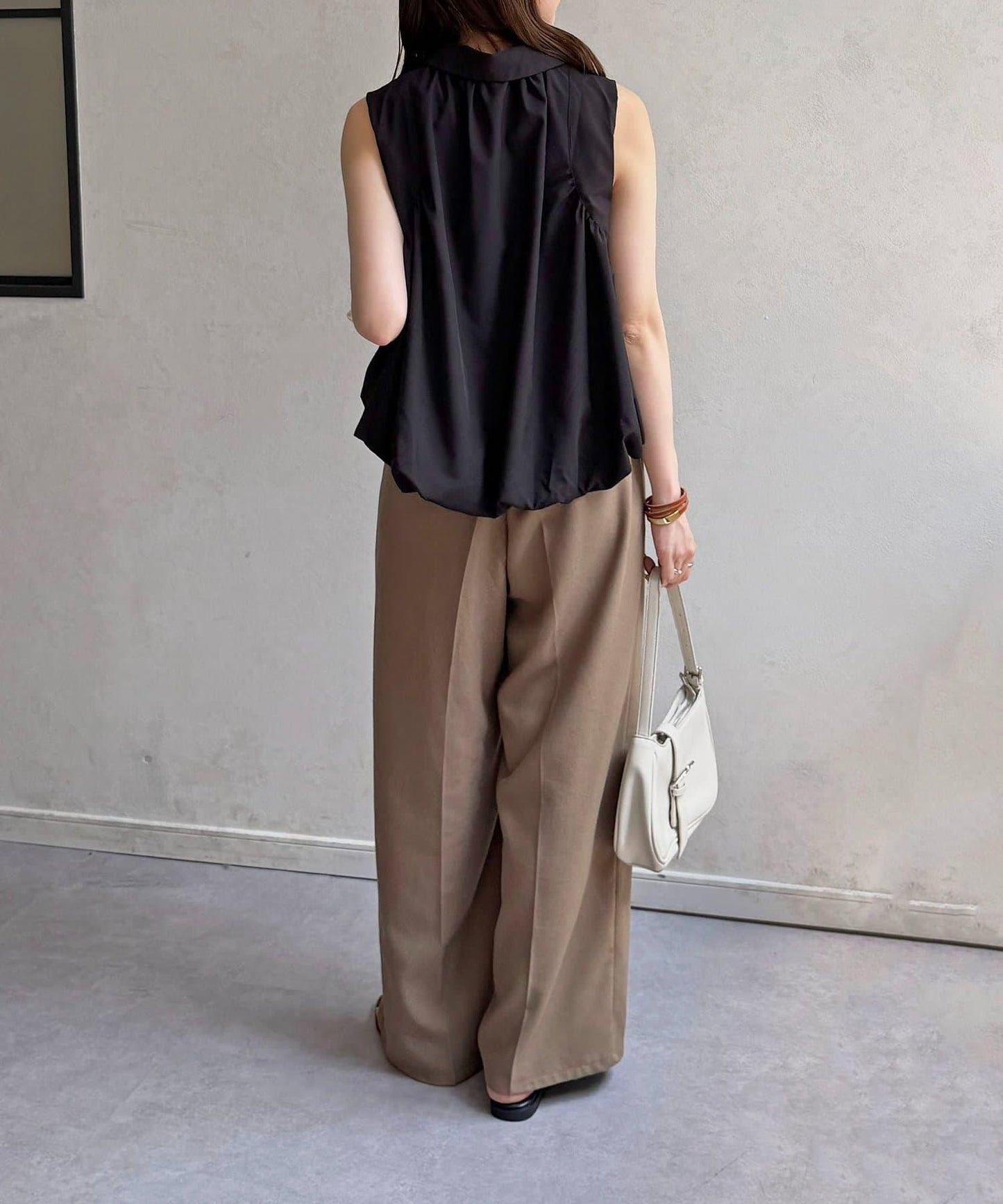 無袖泡泡廓形帶領襯衫