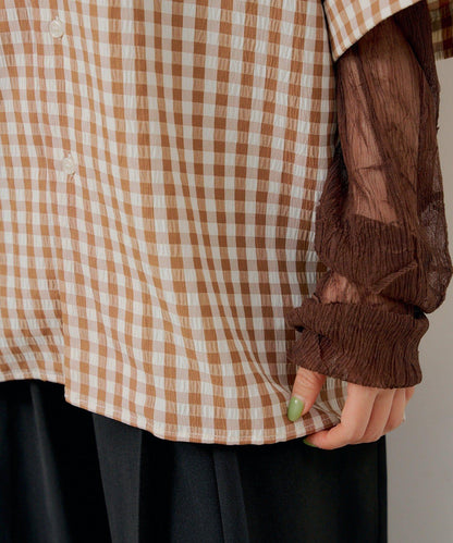 Kastane 格紋印花方巾睡衣襯衫