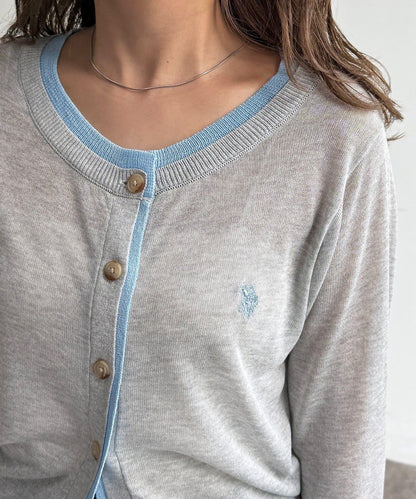 U.S. POLO ASSN. 假兩件透視針織開衫