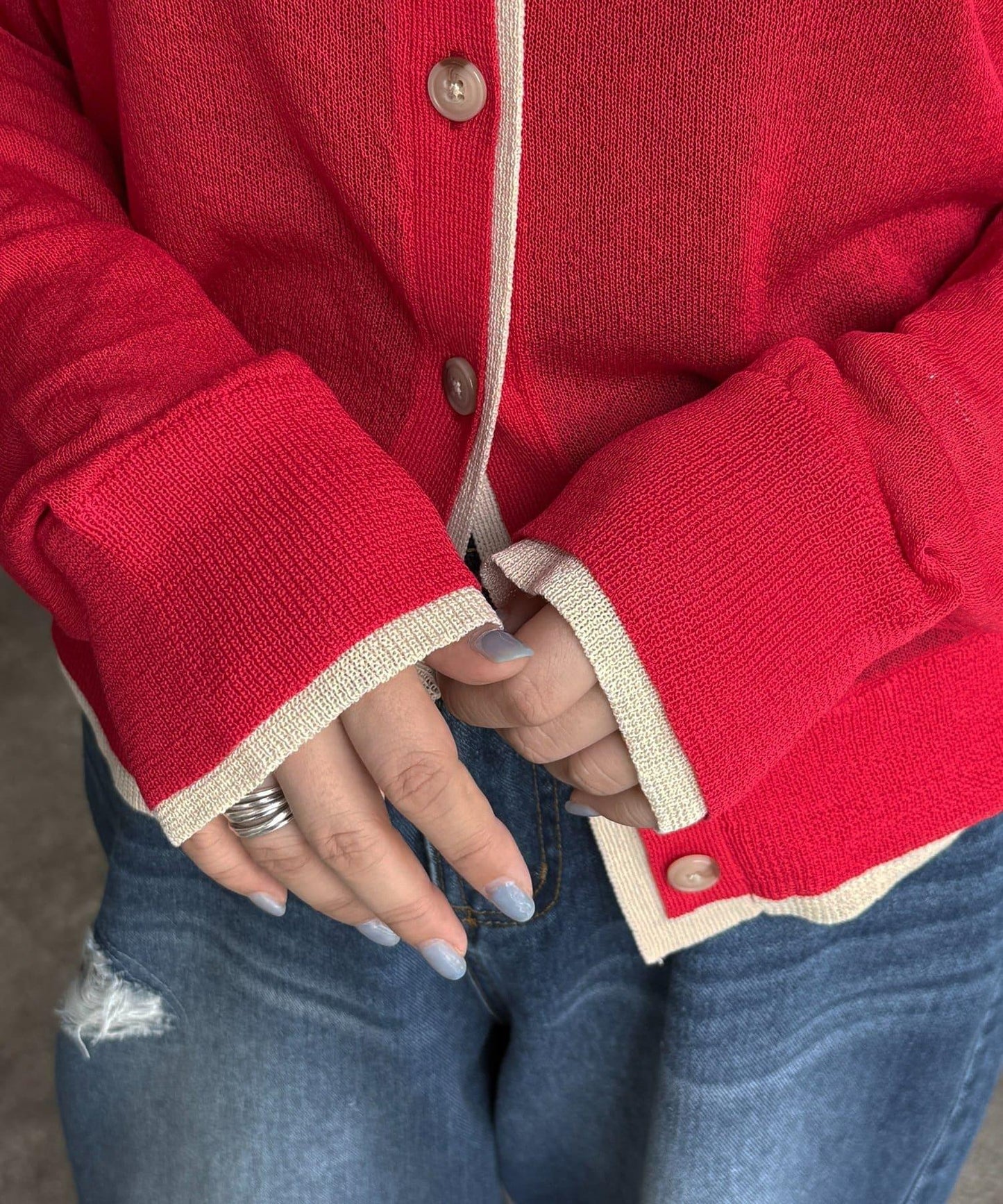 U.S. POLO ASSN. 假兩件透視針織開衫