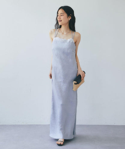 【La boutique BonBon】緞面蕾絲吊帶連衣裙