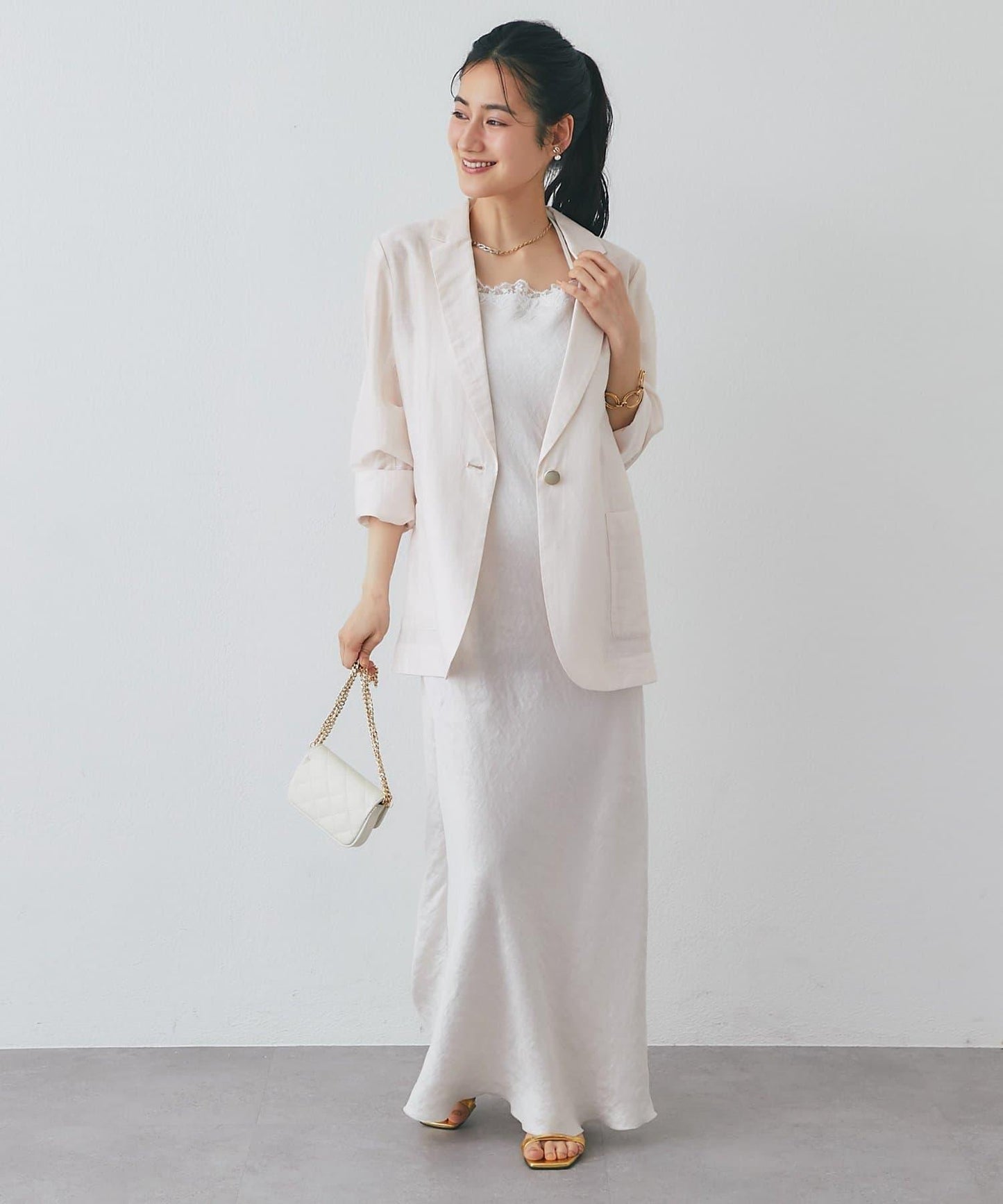 【La boutique BonBon】緞面蕾絲吊帶連衣裙