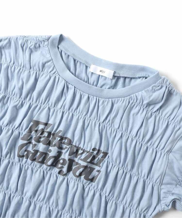 抽褶Logo圖案T恤