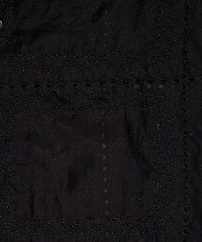 拼接刺繡短袖釦襯衫