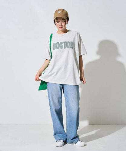 旋轉 BOSTON 字母刺繡 短袖T恤