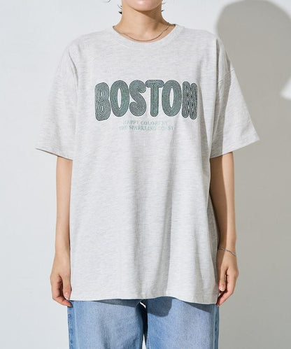 旋轉 BOSTON 字母刺繡 短袖T恤