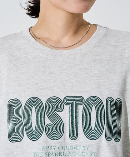 旋轉 BOSTON 字母刺繡 短袖T恤