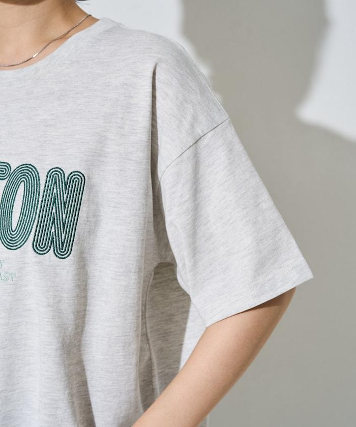 旋轉 BOSTON 字母刺繡 短袖T恤
