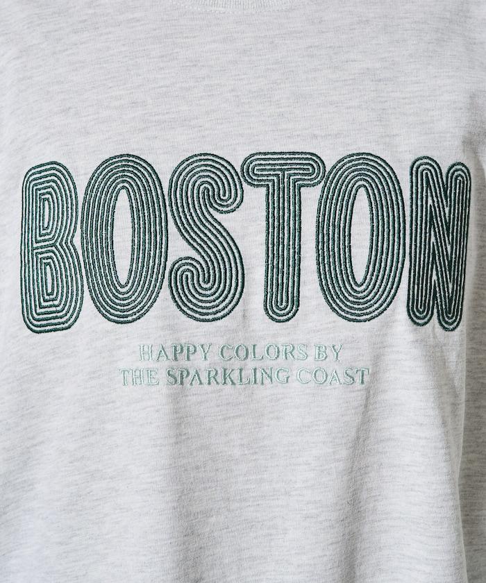 旋轉 BOSTON 字母刺繡 短袖T恤