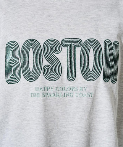 旋轉 BOSTON 字母刺繡 短袖T恤