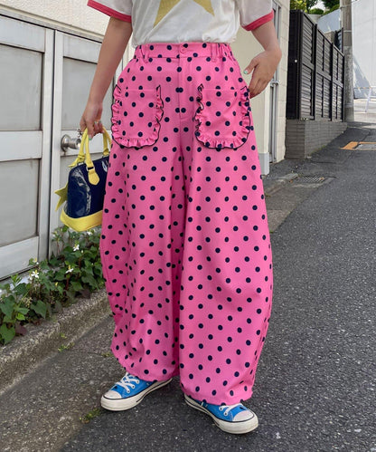 HELLO.SANFRANCISCO/ハローサンフランシスコ 波點 荷葉邊口袋 蓬鬆廓形 褲子