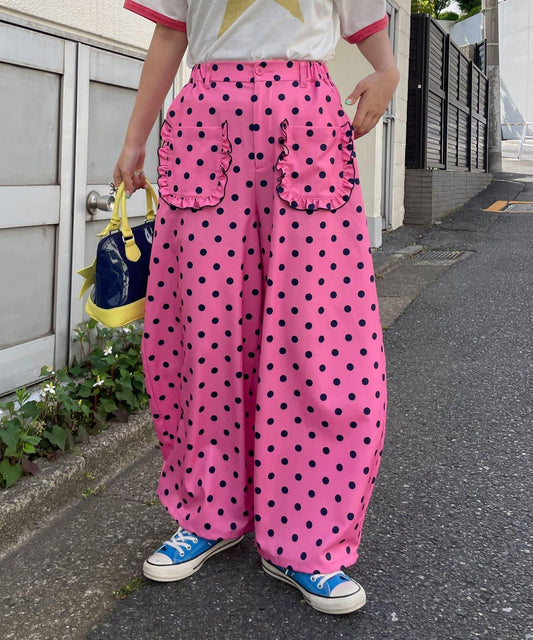HELLO.SANFRANCISCO/ハローサンフランシスコ 波點 荷葉邊口袋 蓬鬆廓形 褲子