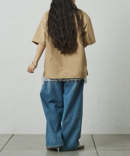 細小格紋短袖襯衫