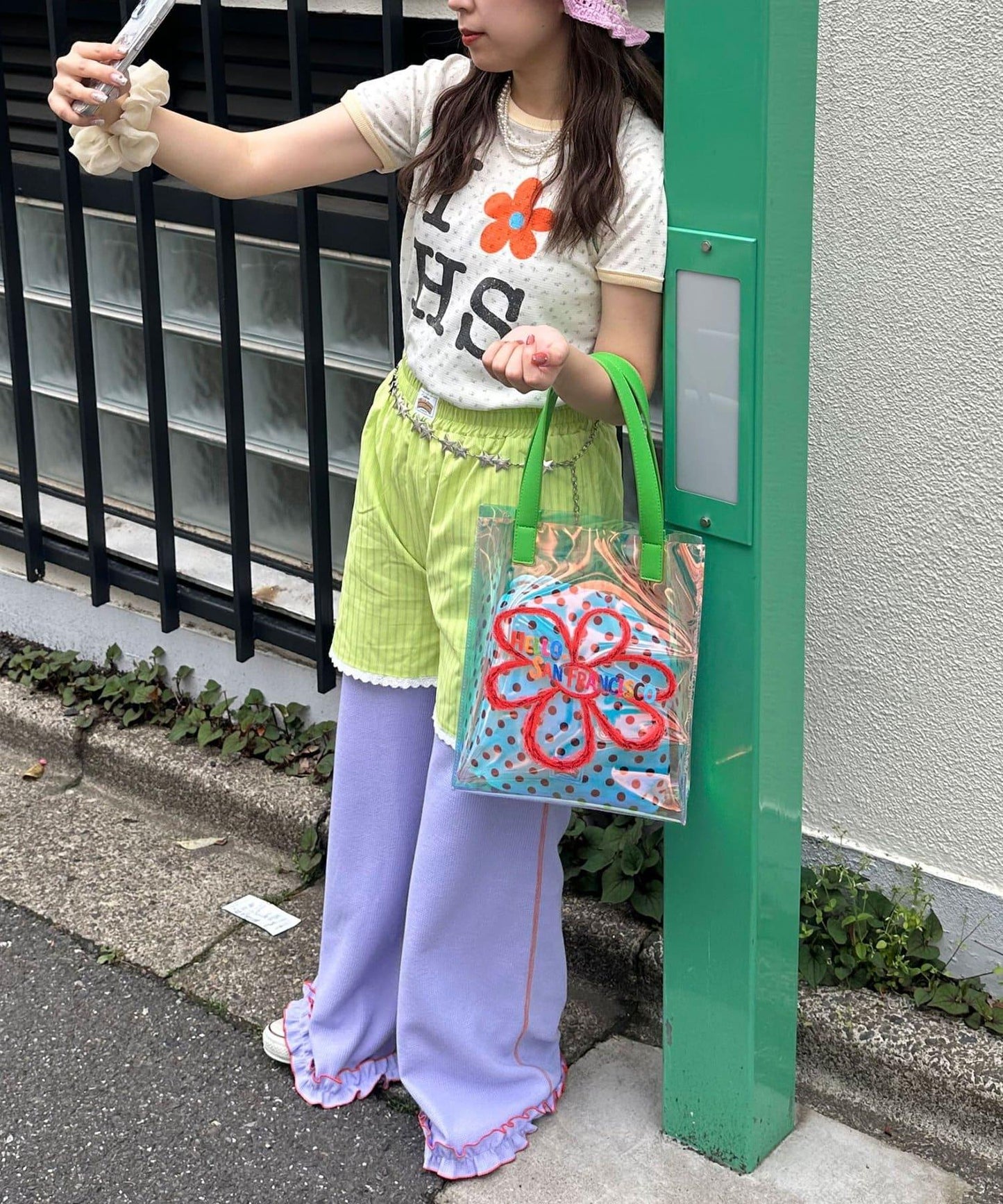 HELLO.SANFRANCISCO 波點束口袋內膽透明包