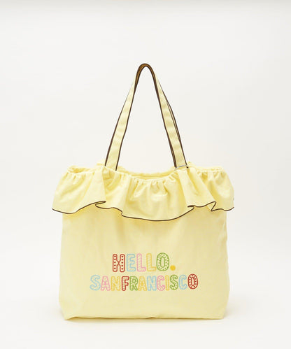 HELLO.SANFRANCISCO 荷葉邊刺繡大號托特包