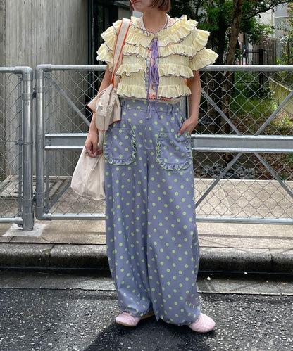 HELLO.SANFRANCISCO/ハローサンフランシスコ 波點 荷葉邊口袋 蓬鬆廓形 褲子
