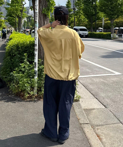 全開拉鍊短袖襯衫