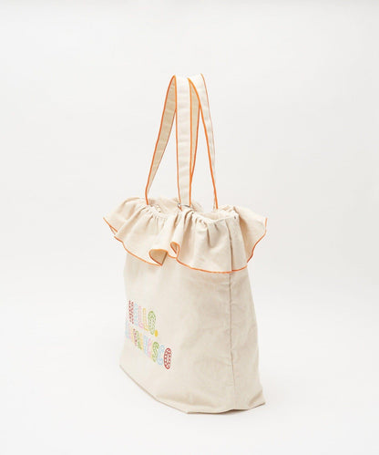 HELLO.SANFRANCISCO 荷葉邊刺繡大號托特包