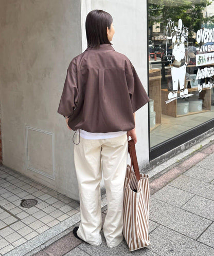 全開拉鍊短袖襯衫