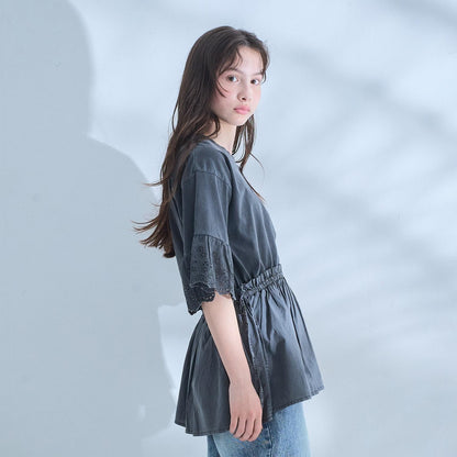 荷葉邊設計 彈力面料 上衣 Pullover【AMI】