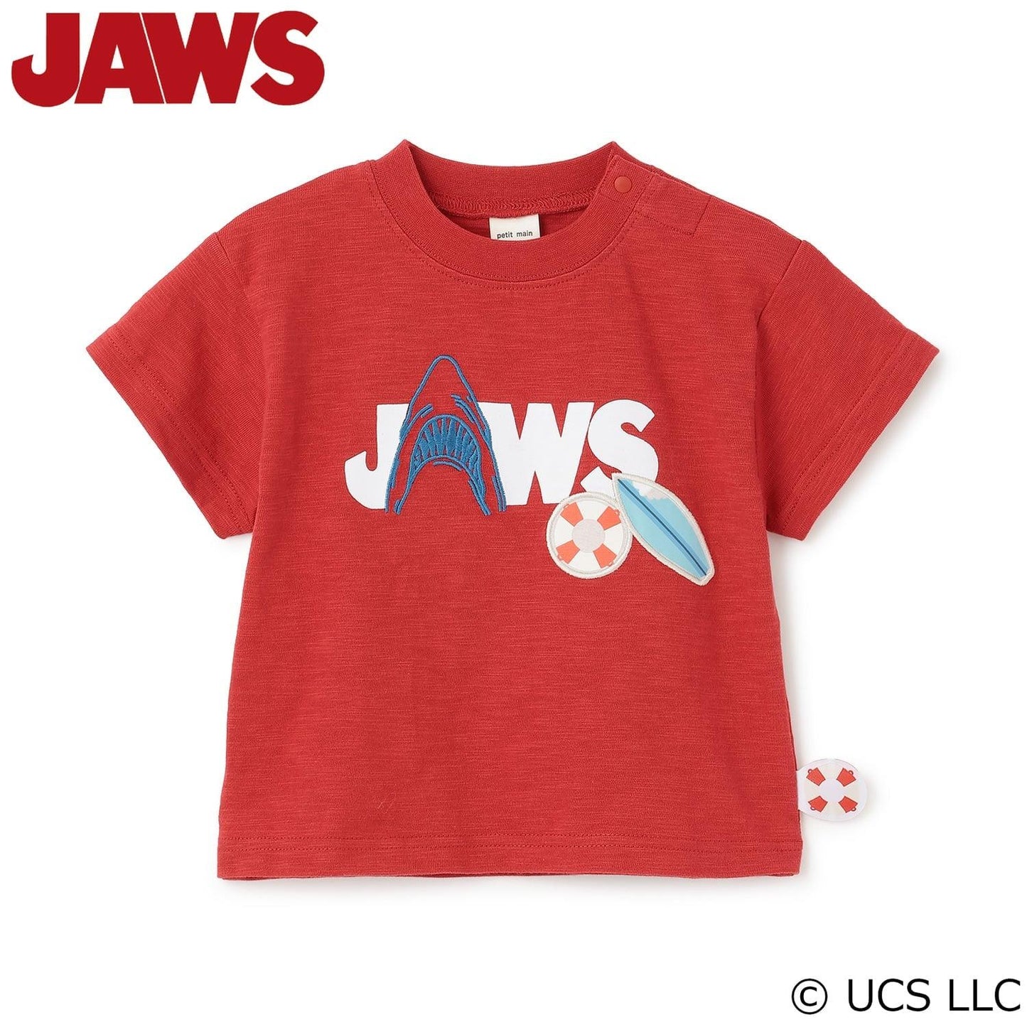 網絡 接觸冷感竹節天竺面料 JAWS 圖案 短袖T恤