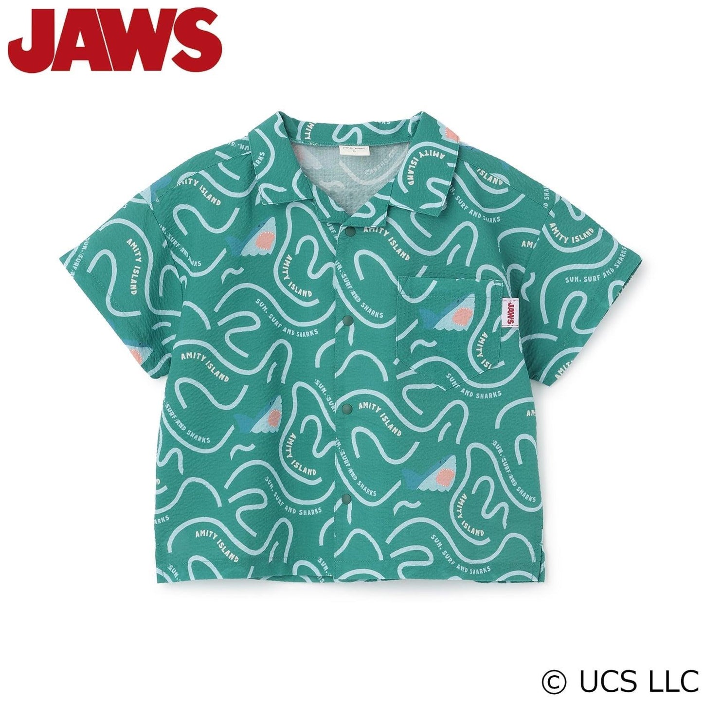 JAWS（大白鯊） 泡泡紗全面印花短袖襯衫
