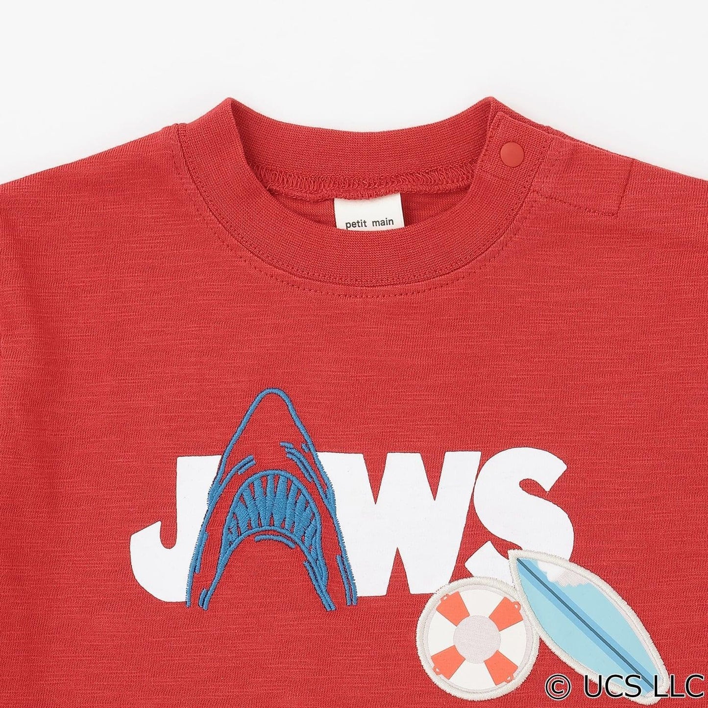 網絡 接觸冷感竹節天竺面料 JAWS 圖案 短袖T恤