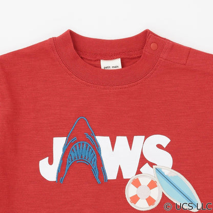 網絡 接觸冷感竹節天竺面料 JAWS 圖案 短袖T恤